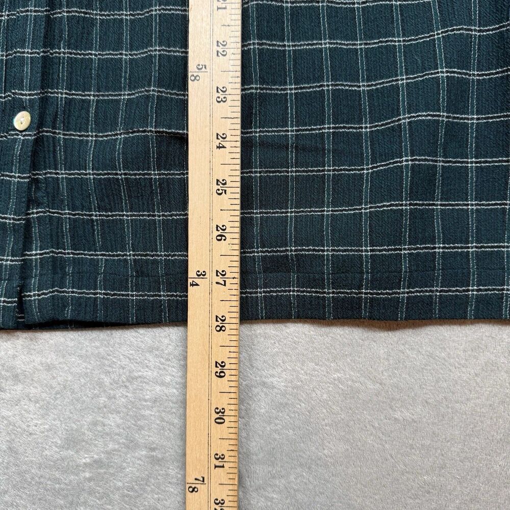 J. Jill Shirt Women's 2X Green Plaid Button Up V-Neck 3/4 Sleeve Dark Academia - Picture 7 of 10
